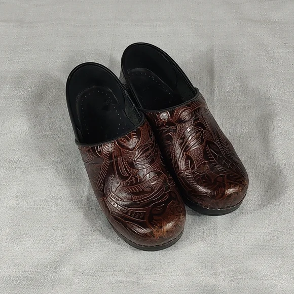 Dansko | Shoes | Dark Brown Embossed Leather Dansko Clogs  display picture 1